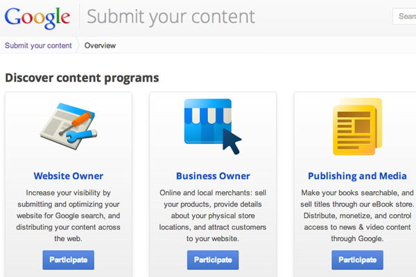 Google submit your content online webmasters business owners publishers